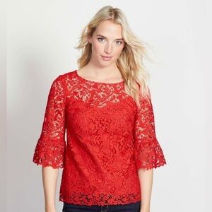 Boden Red Lace Blouse